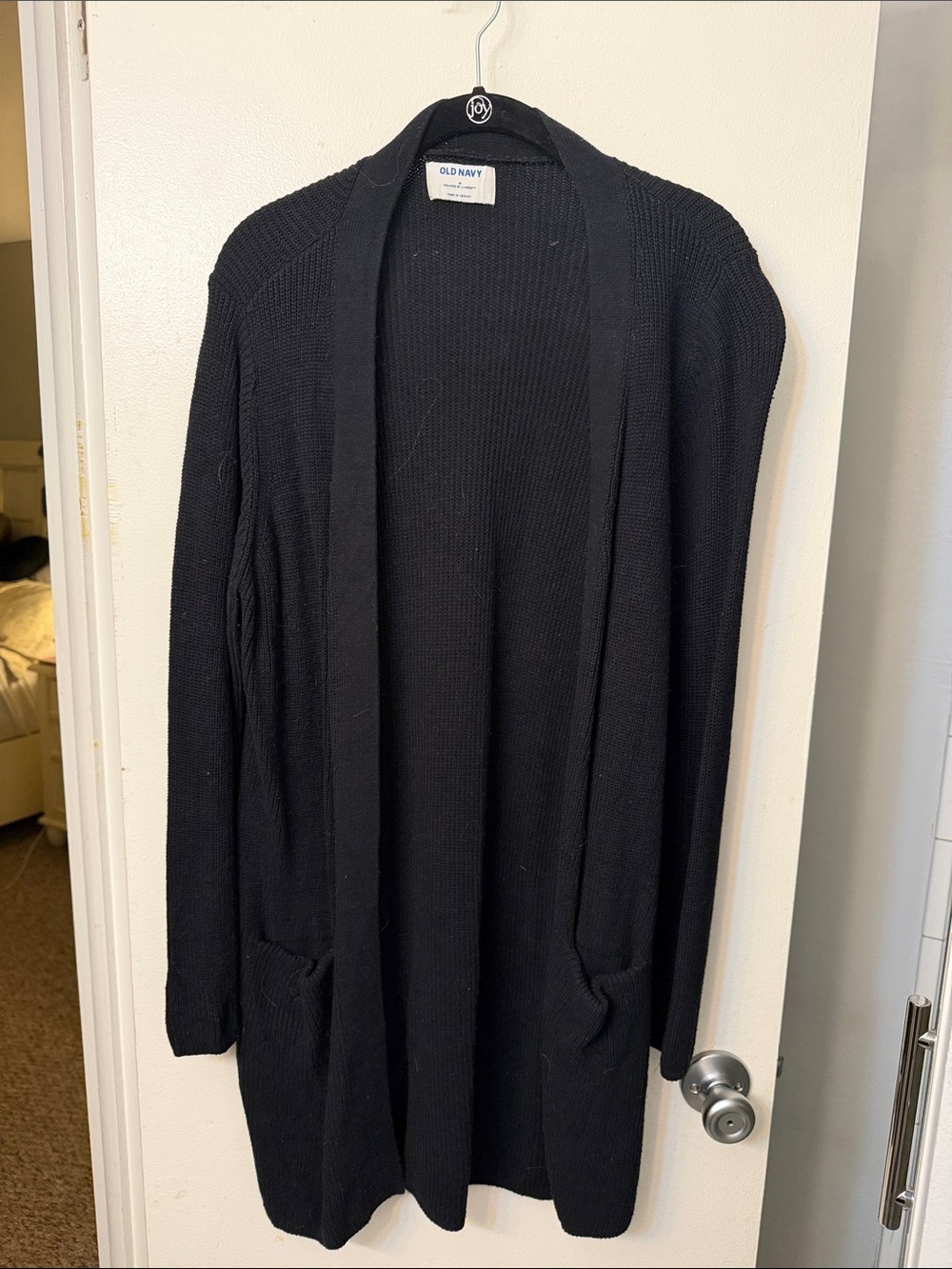 Old Navy Black Open-Front Long Cardigan with Pockets